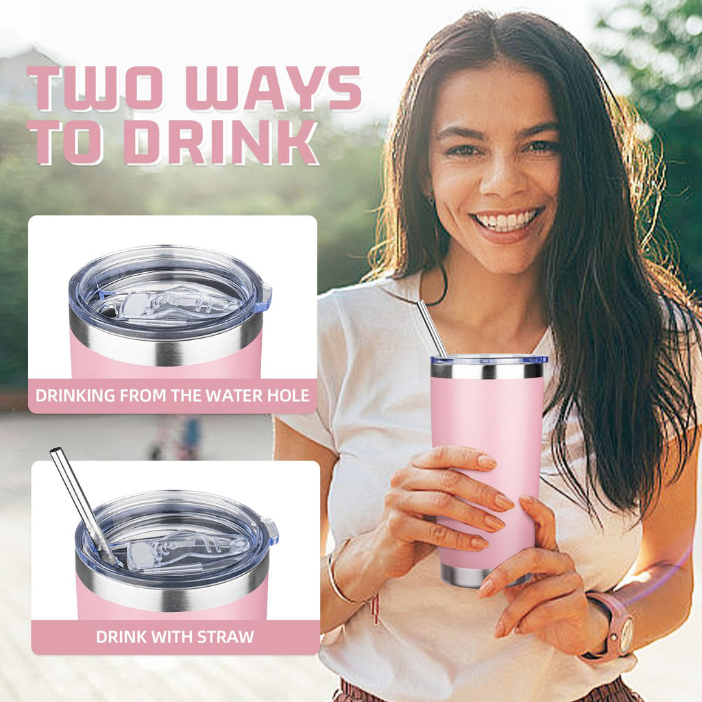 20 oz Stainless Steel Insulated Tumbler with Lids and Straws S765820