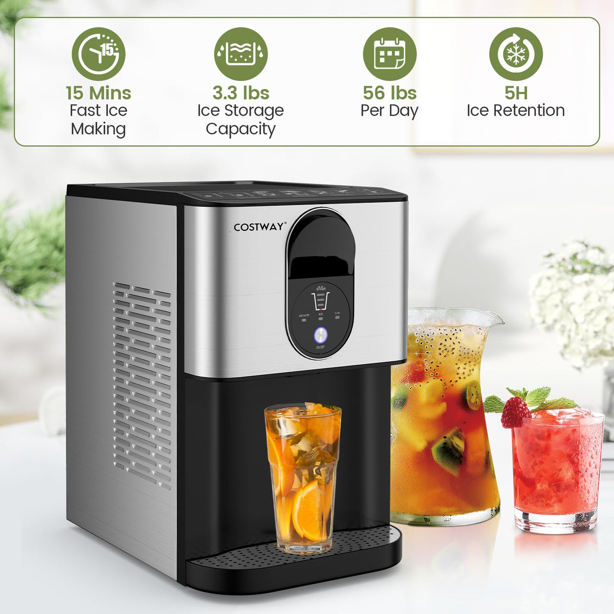 Self Dispensing Nugget Ice Maker Countertop 56Lbs/24H F28092