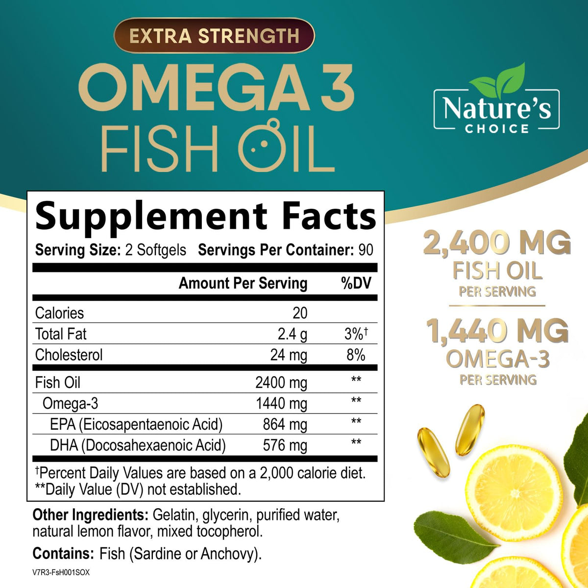 Omega 3 Fish Oil 2400mg Softgels Q600