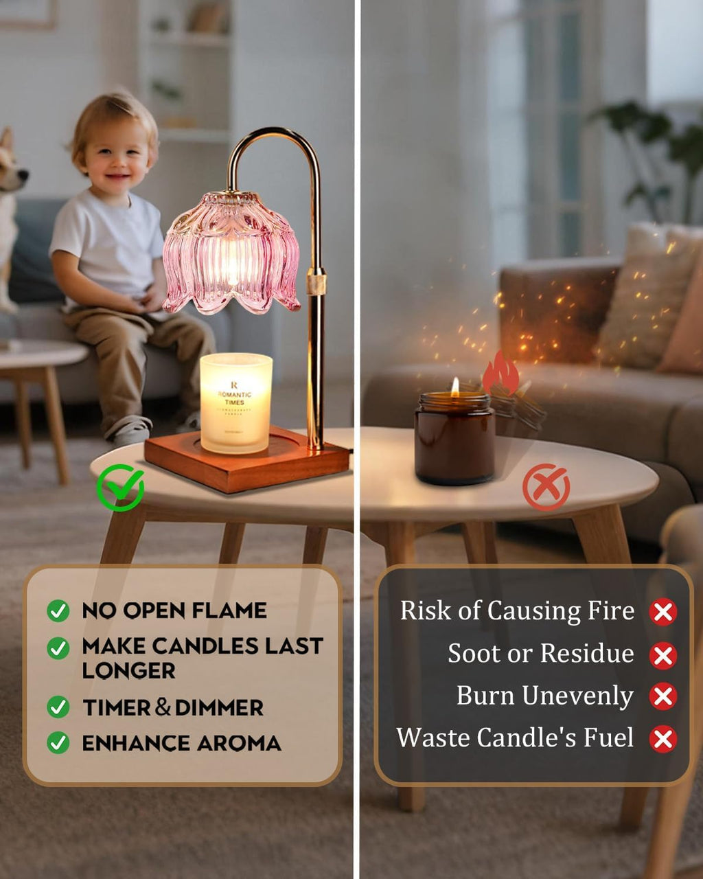 Pink Candle Warmer Lamp with Timer & Dimmer P114989