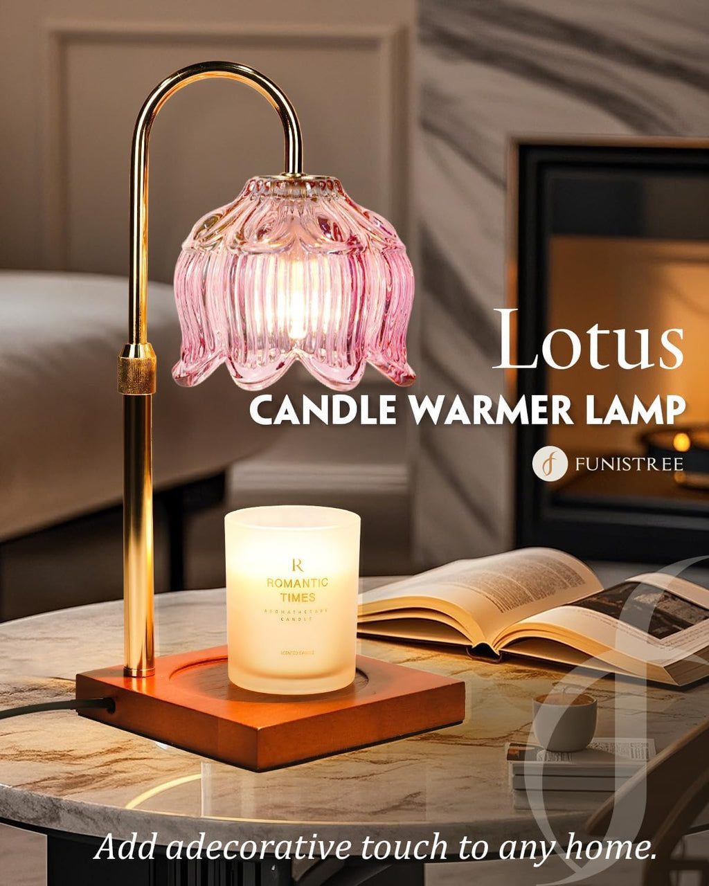 Pink Candle Warmer Lamp with Timer & Dimmer P114989