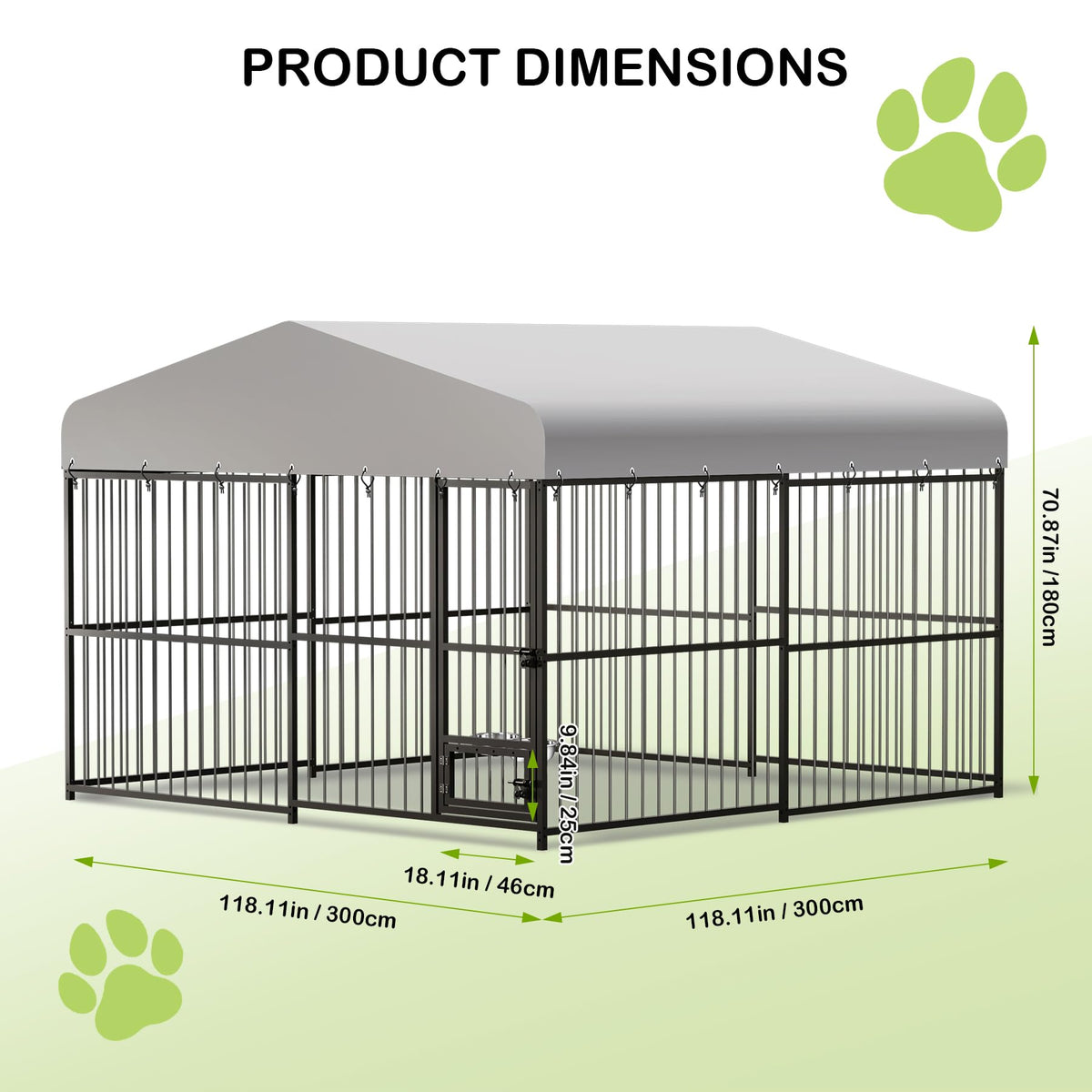 10X10x6 ft Heavy-Duty Metal Outdoor Dog Kennel with Lockable Door Z74721