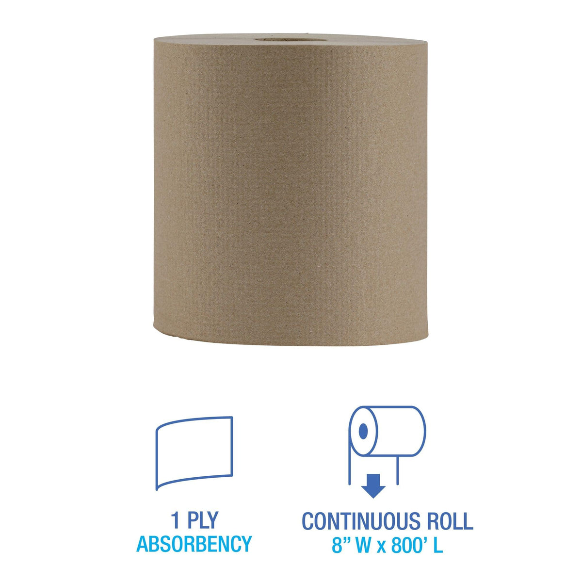 Hardwound Paper Towels, 6 Rolls, 1-Ply, 8" x 800 ft, Natural E999