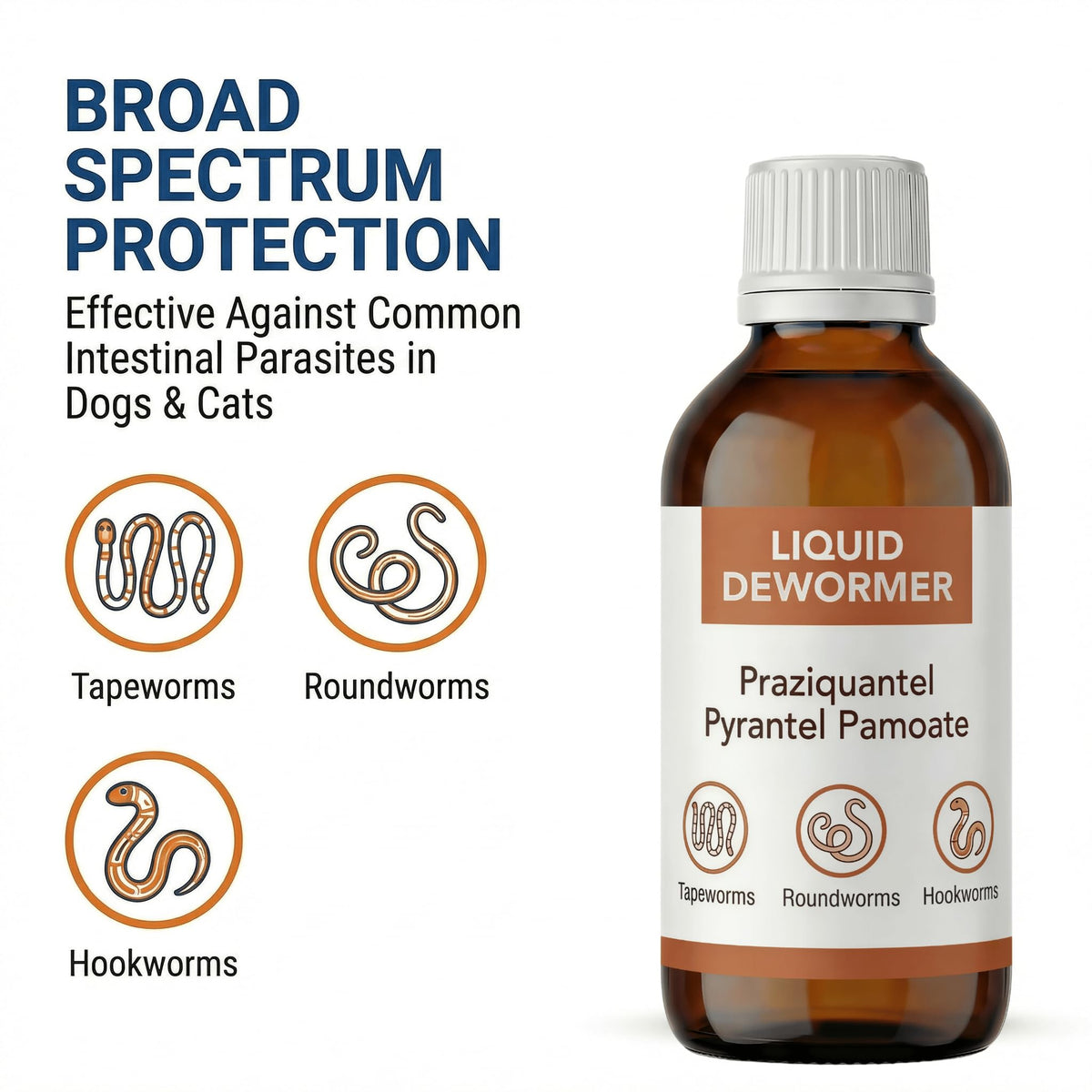 Praziquantel & Pyrantel Liquid Dewormer for Dog and Cat 3.4 fl oz H624772