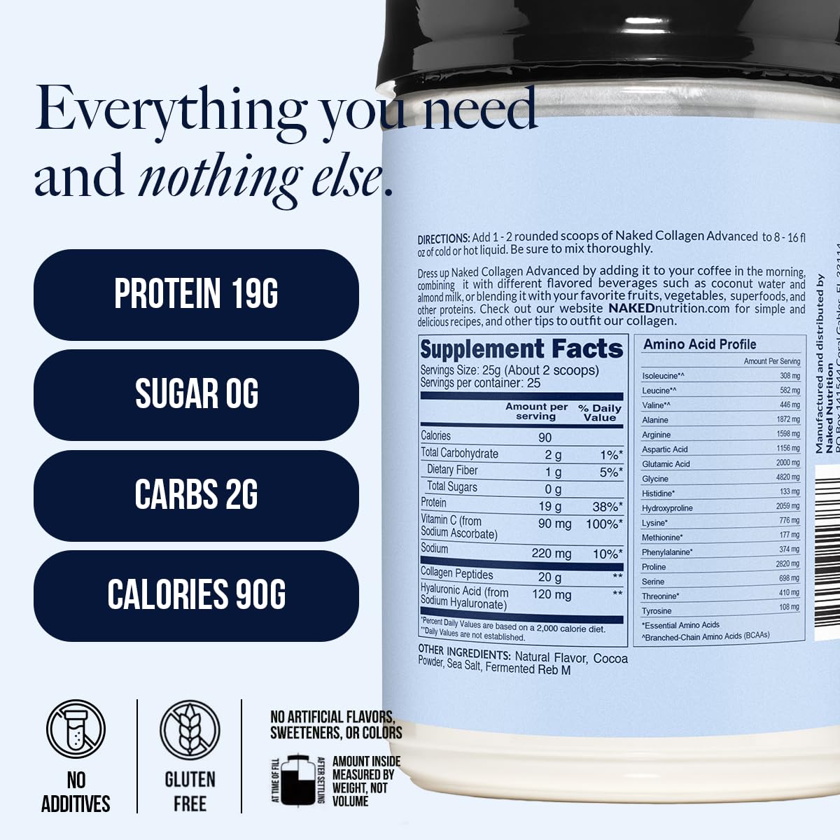 Chocolate Collagen Peptides Protein Powder, 1.3LB F454524