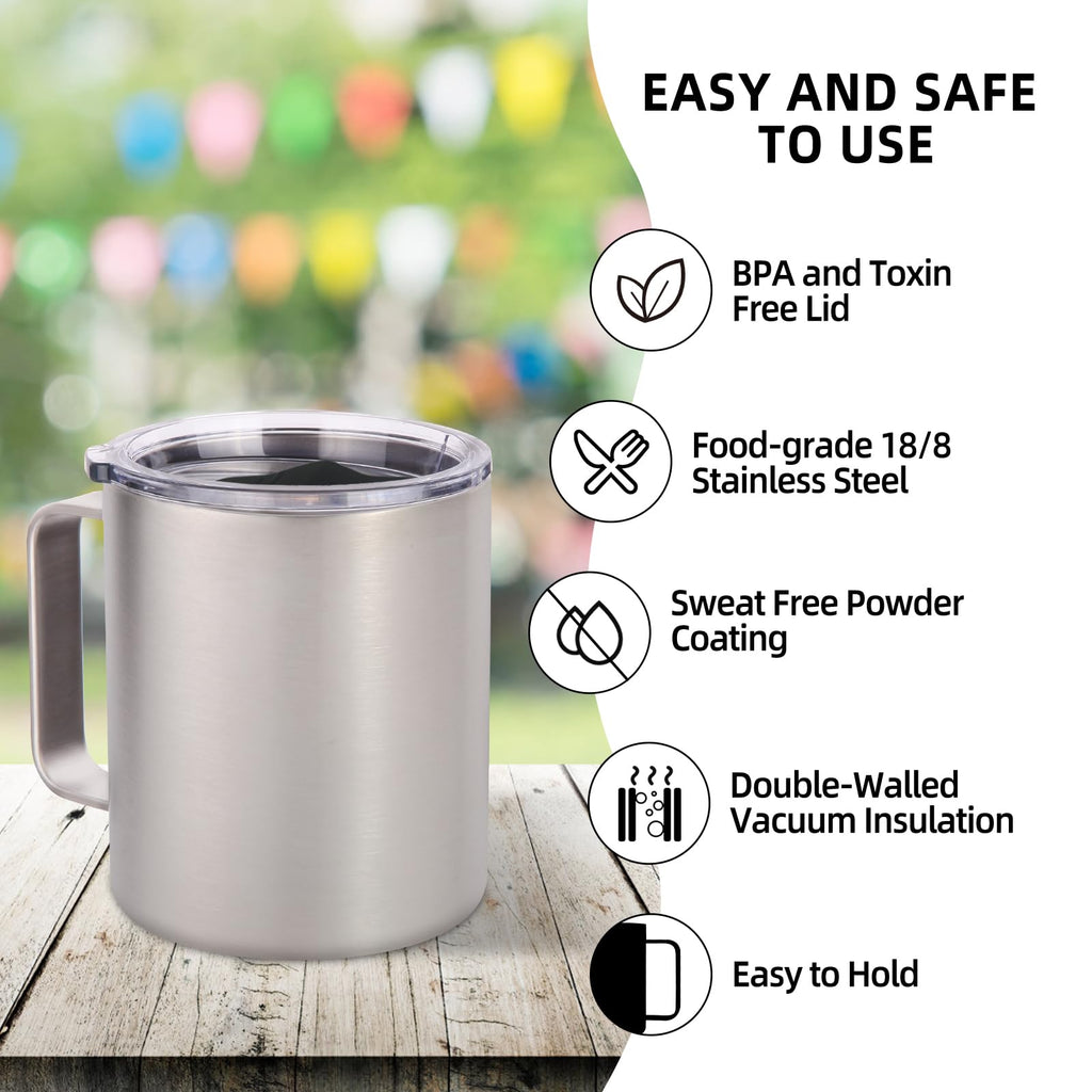 14oz Insulated Stainless Steel Coffee Mug with Lid 2 Pack I4657