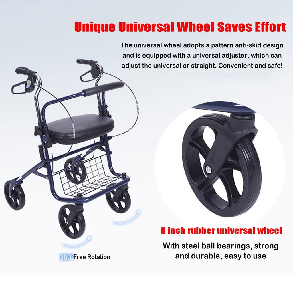 Upright Folding Rollator Walker with Seat F49549