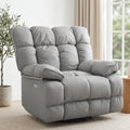 Oversized Gray Leather Power Swivel Rocker Recliner A9302