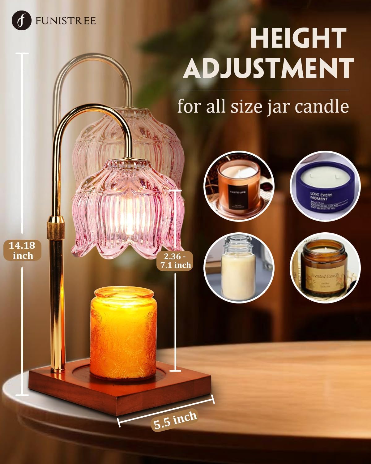 Pink Candle Warmer Lamp with Timer & Dimmer P114989