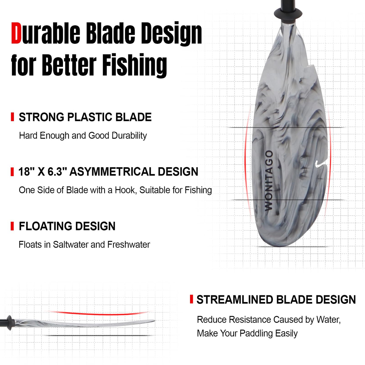 Adjustable Kayak Paddle with Leash U627