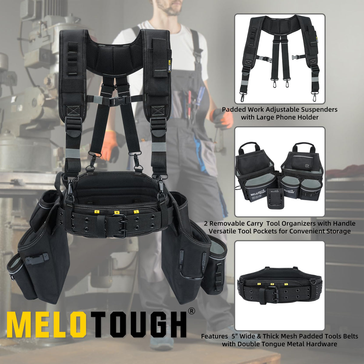 Tool Belt with Suspenders 32 Pockets 34"-48" Waist P214652