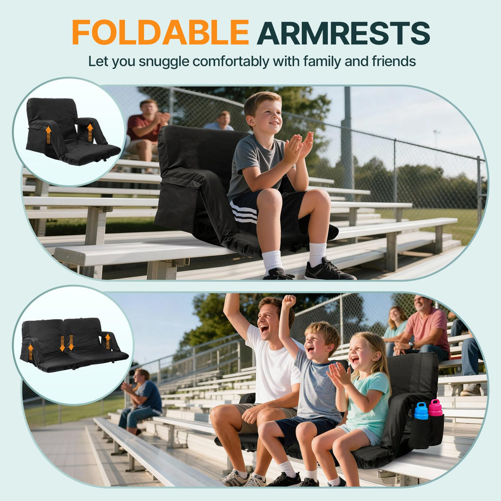 25in Stadium Seats for Bleachers with Back Support, Extra Wide, 1PC T7199