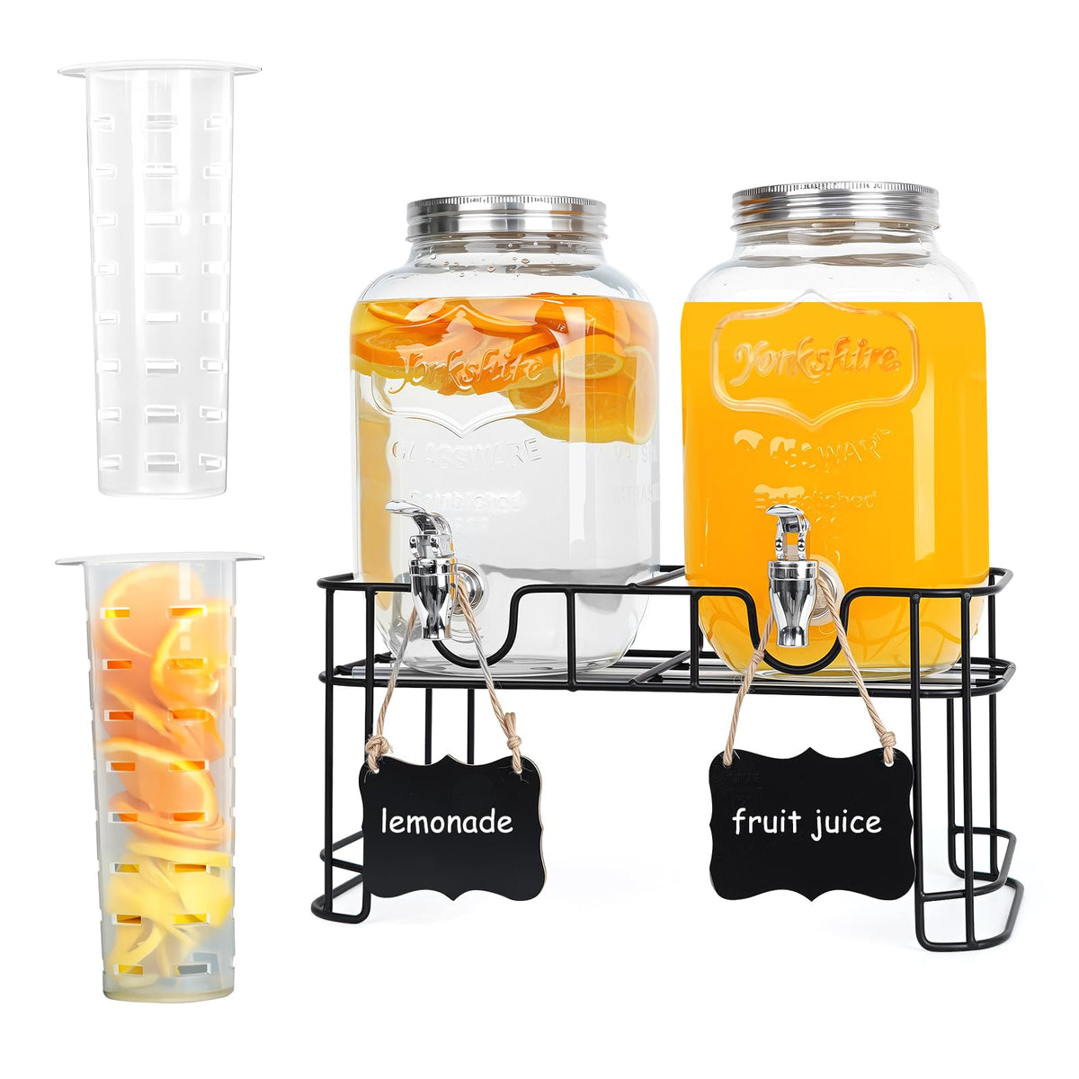 2 Pack 1 Gallon Glass Drink Dispensers Q744