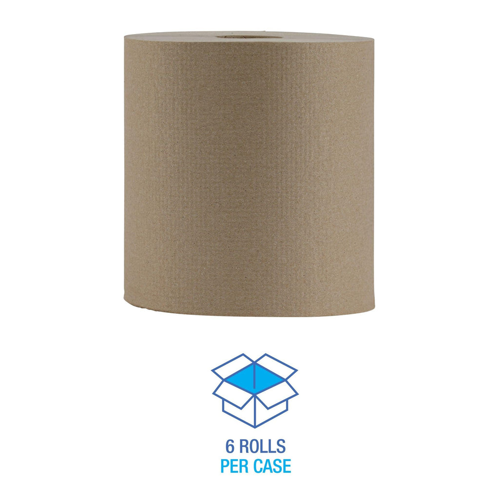 Hardwound Paper Towels, 6 Rolls, 1-Ply, 8" x 800 ft, Natural E999