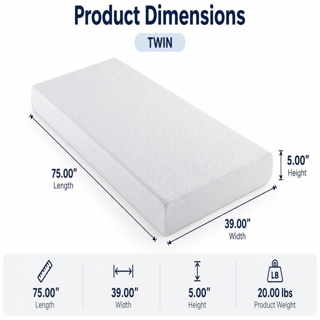5 Inch Twin Size White Gel Memory Foam S69931