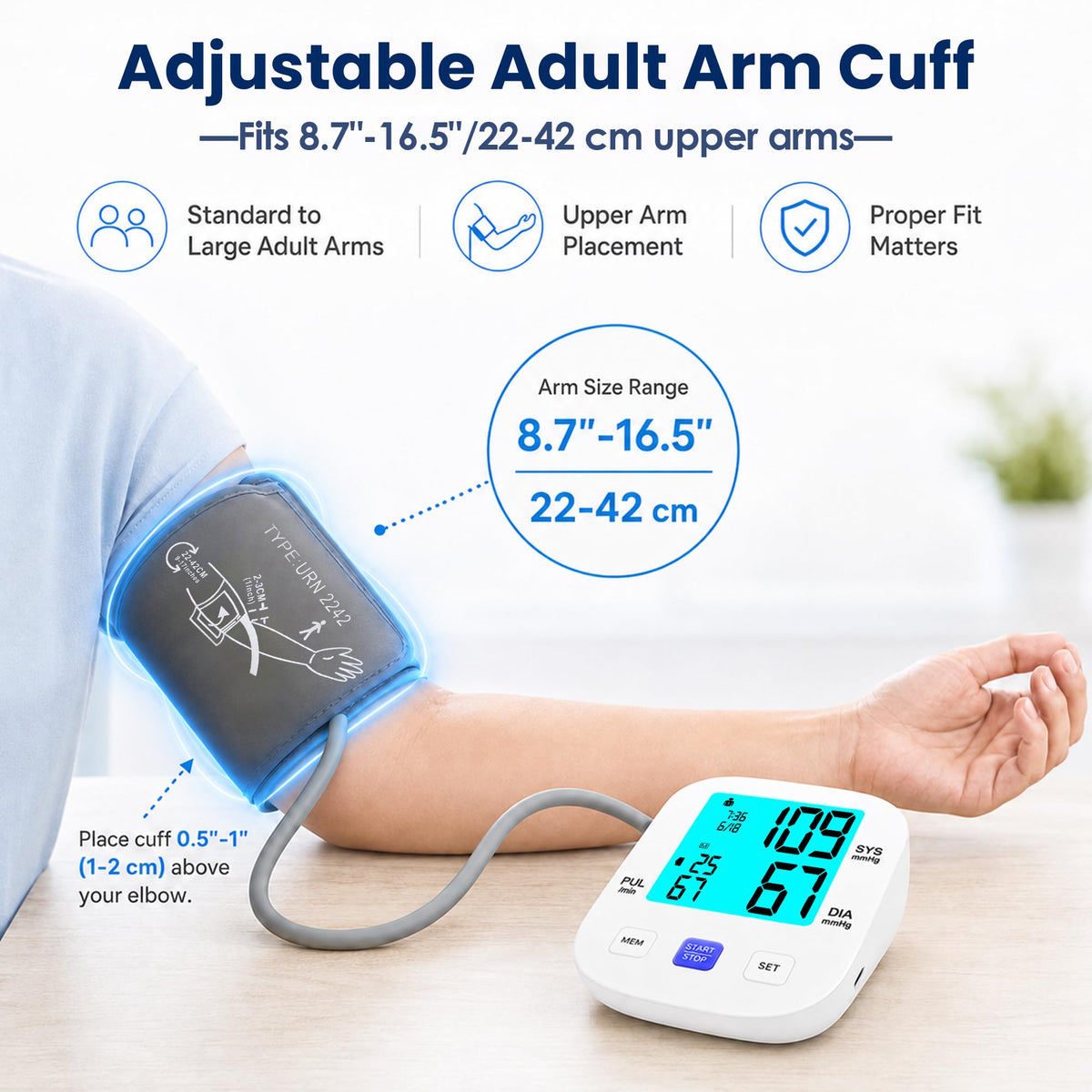 Upper Arm Blood Pressure Monitor with 8.7"-16.5" Cuff V67033