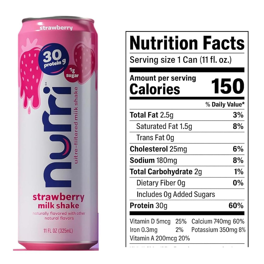 12 Pack Protein Milk Shake, Chocolate & Strawberry, 30g Protein, 11 Fl Oz V229837
