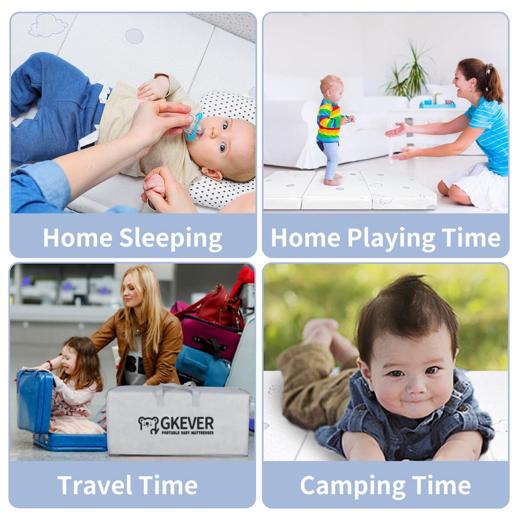 Tri-fold Pack and Play Mattress, 38x26 Dual Foam with Travel Bag O8108