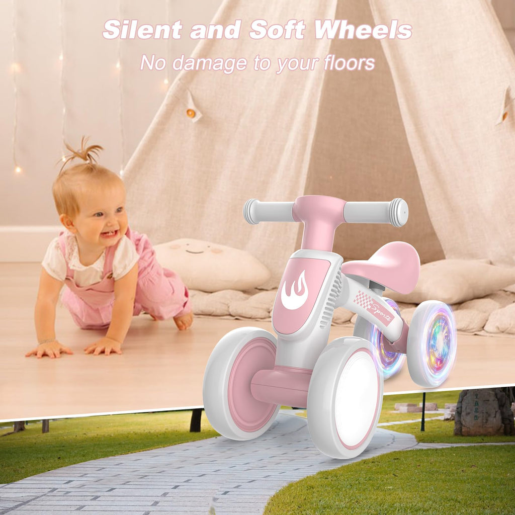 Baby Balance Bike No Pedal 4 Wheels Soft Seat B372687