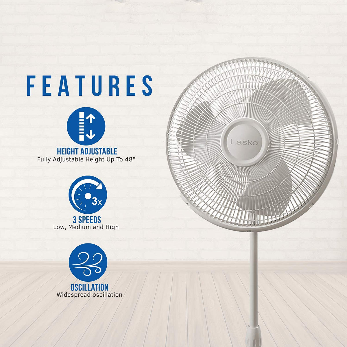 White 16 Inch and Black 18 Inch Oscillating Pedestal Stand Fans B371