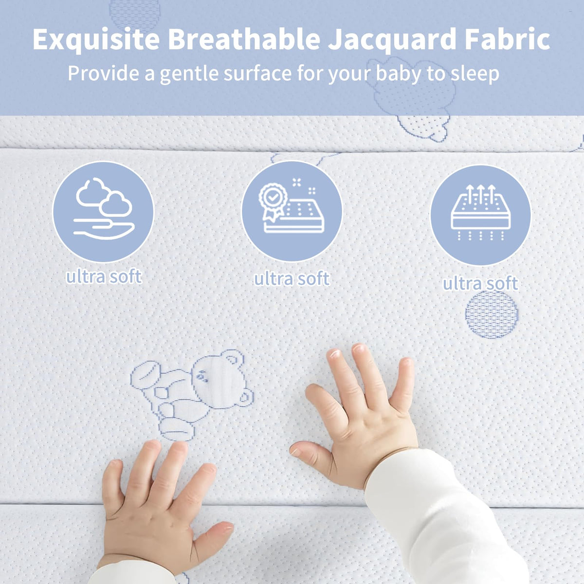 Tri-fold Pack and Play Mattress, 38x26 Dual Foam with Travel Bag O8108
