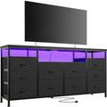 10 Drawer Dresser TV Stand with LED Lights and Power Outlets F3787