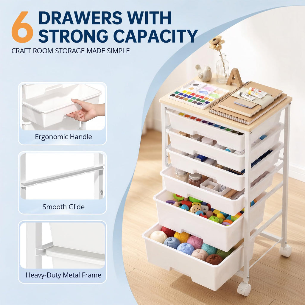 Rolling Storage Cart with 6 Drawers C2744