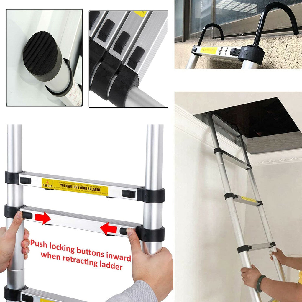 20.34 ft Aluminum Telescopic Extension Ladder 330lbs J9569