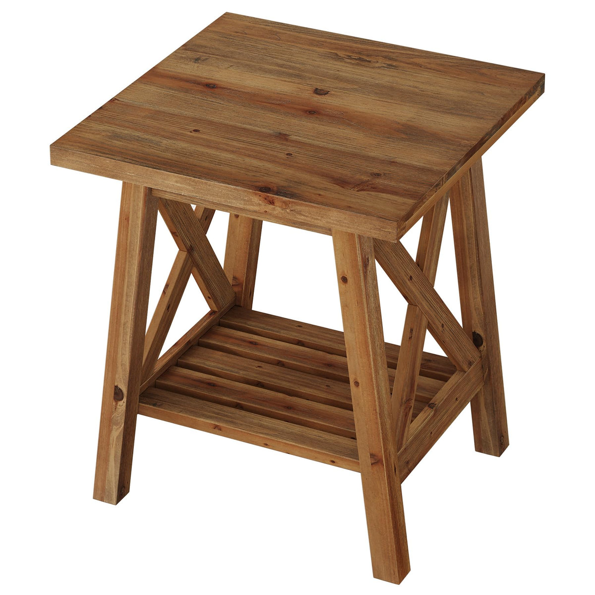 Solid Wood End Table Set of 2, Square Side Table with Storage, 2-Tier Nightstand, Brown G9614