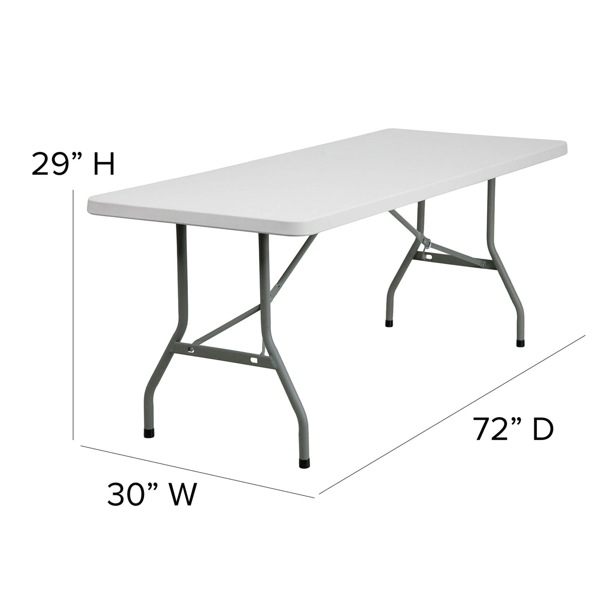 6-Foot Granite White Plastic Folding Table U38678