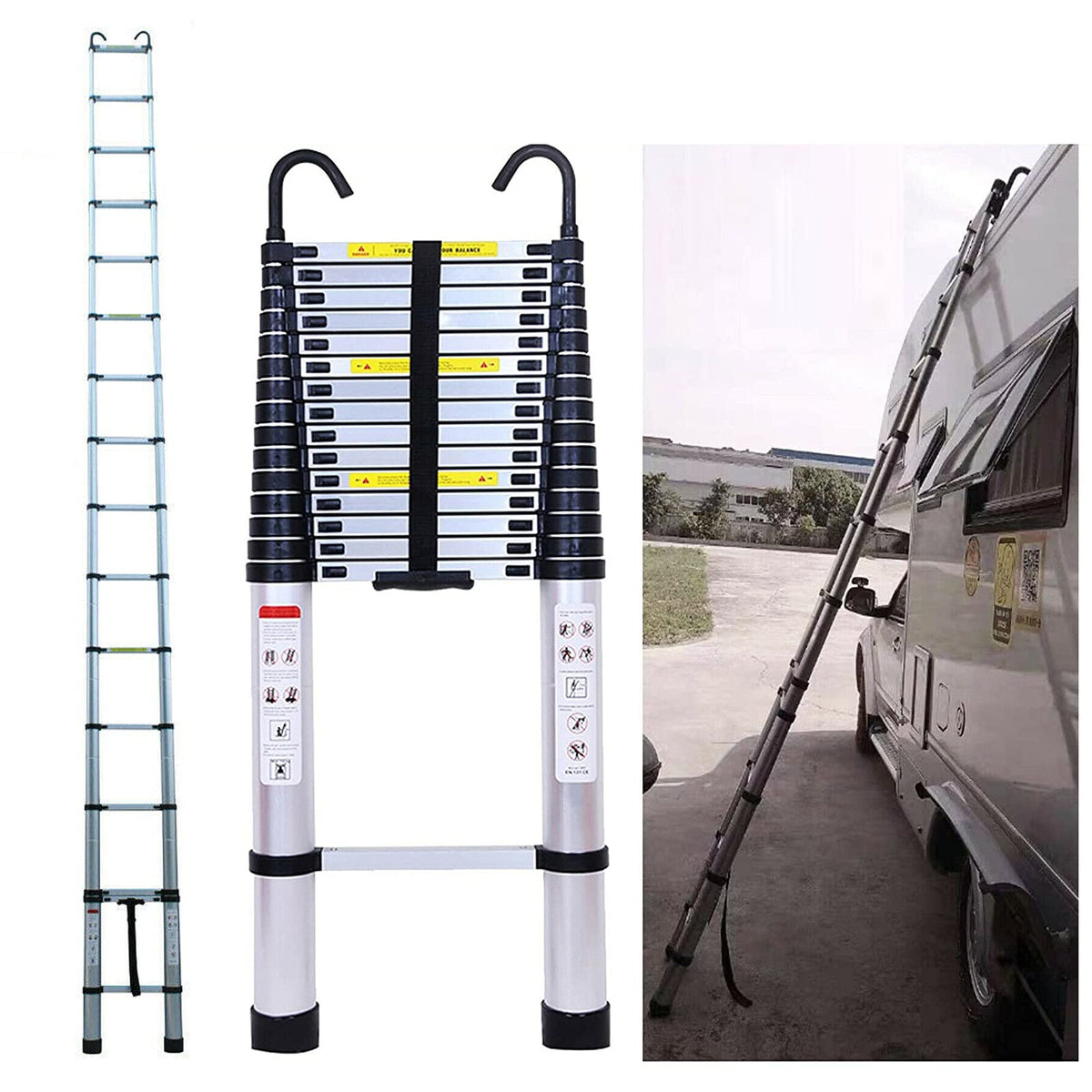 20.34 ft Aluminum Telescopic Extension Ladder 330lbs J9569