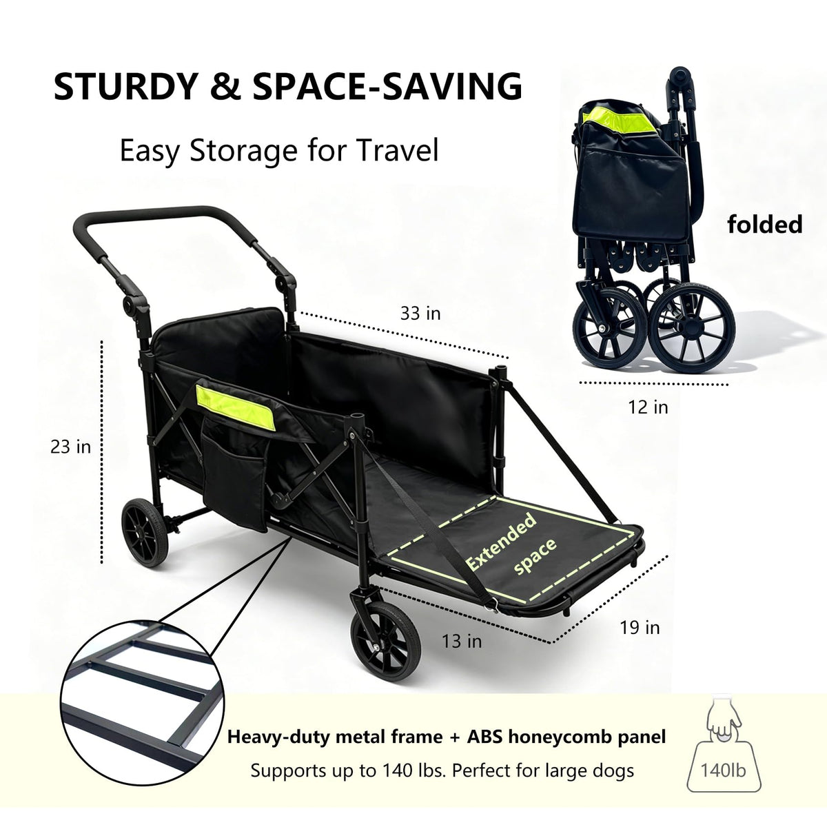 Dual-Entry Dog Wagon with Thick Mat & Lift Harness L839061