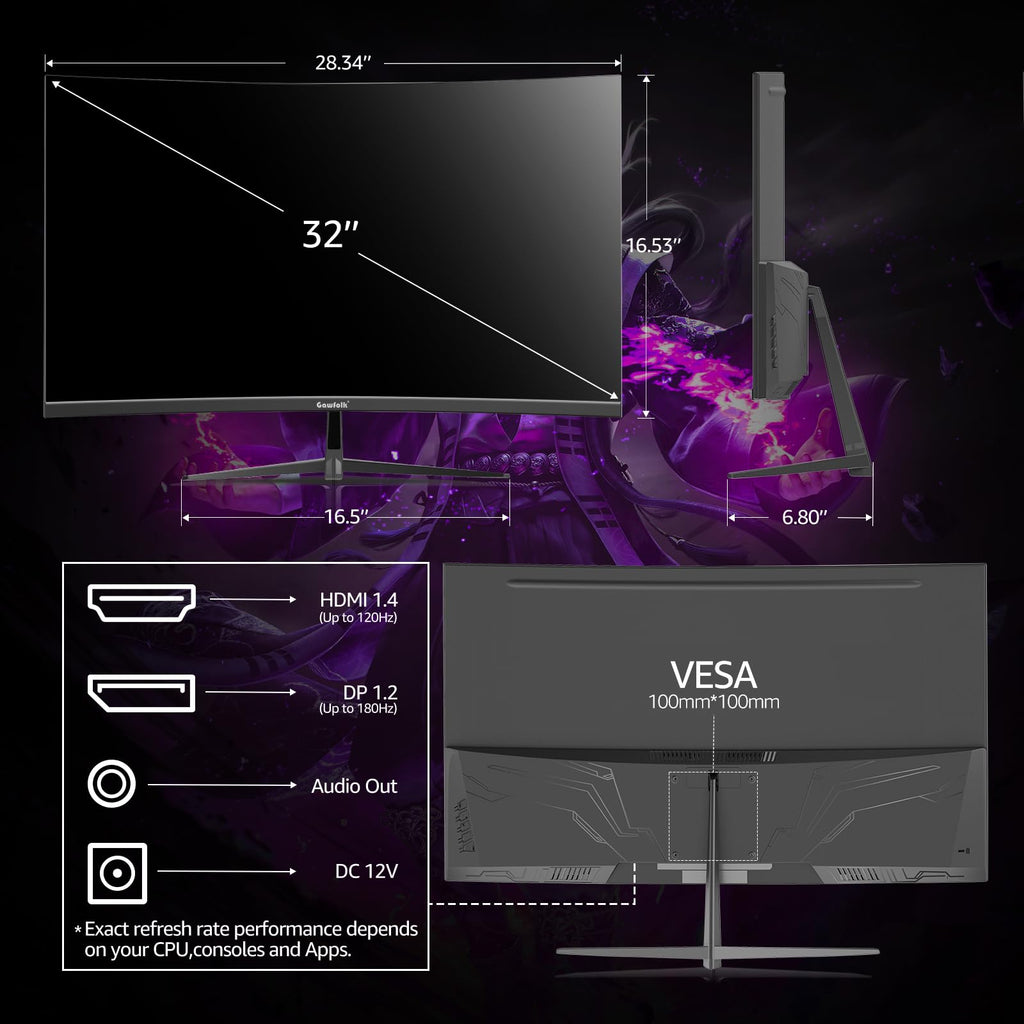 32 inch Curved Gaming Monitor 165HZ W8846