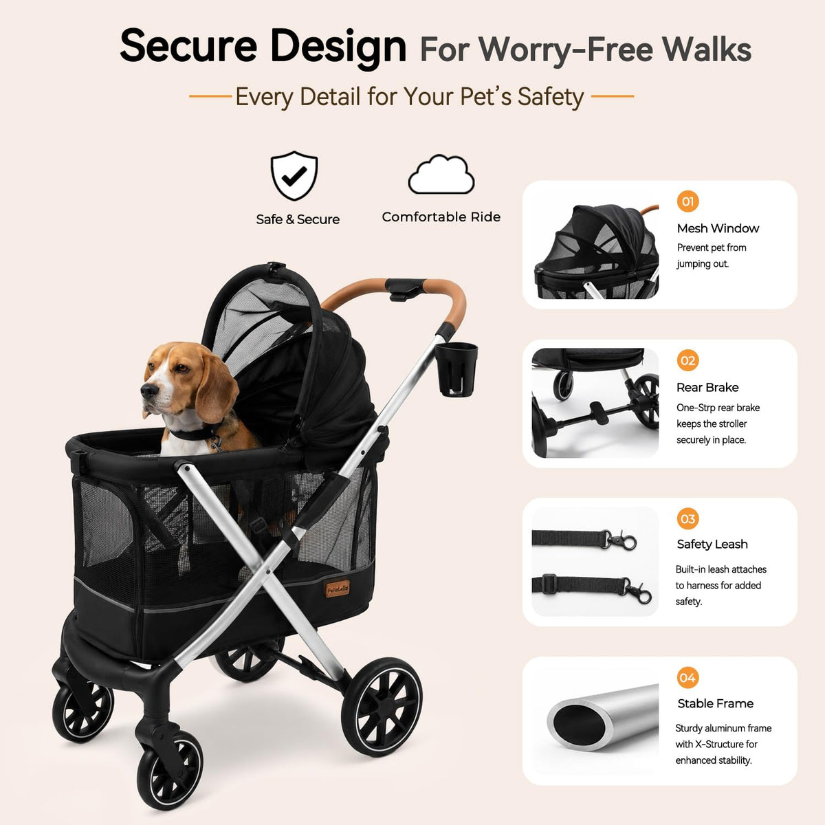 Lightweight Aluminum Dog Stroller J2149