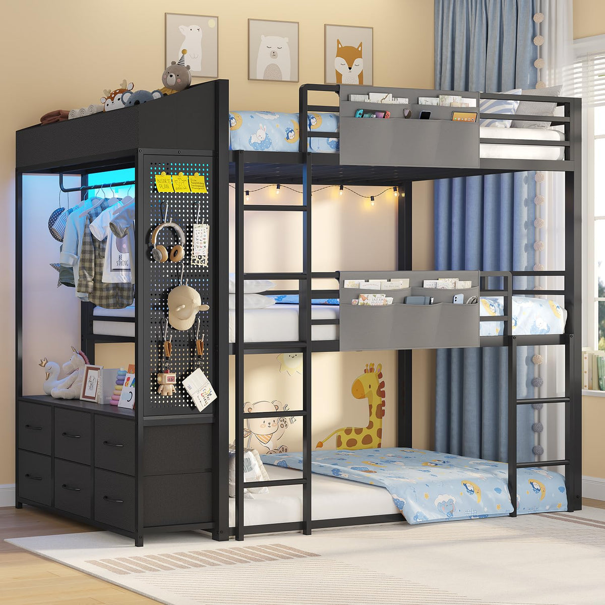 Triple Bunk Bed with 6 Storage Drawers O17388