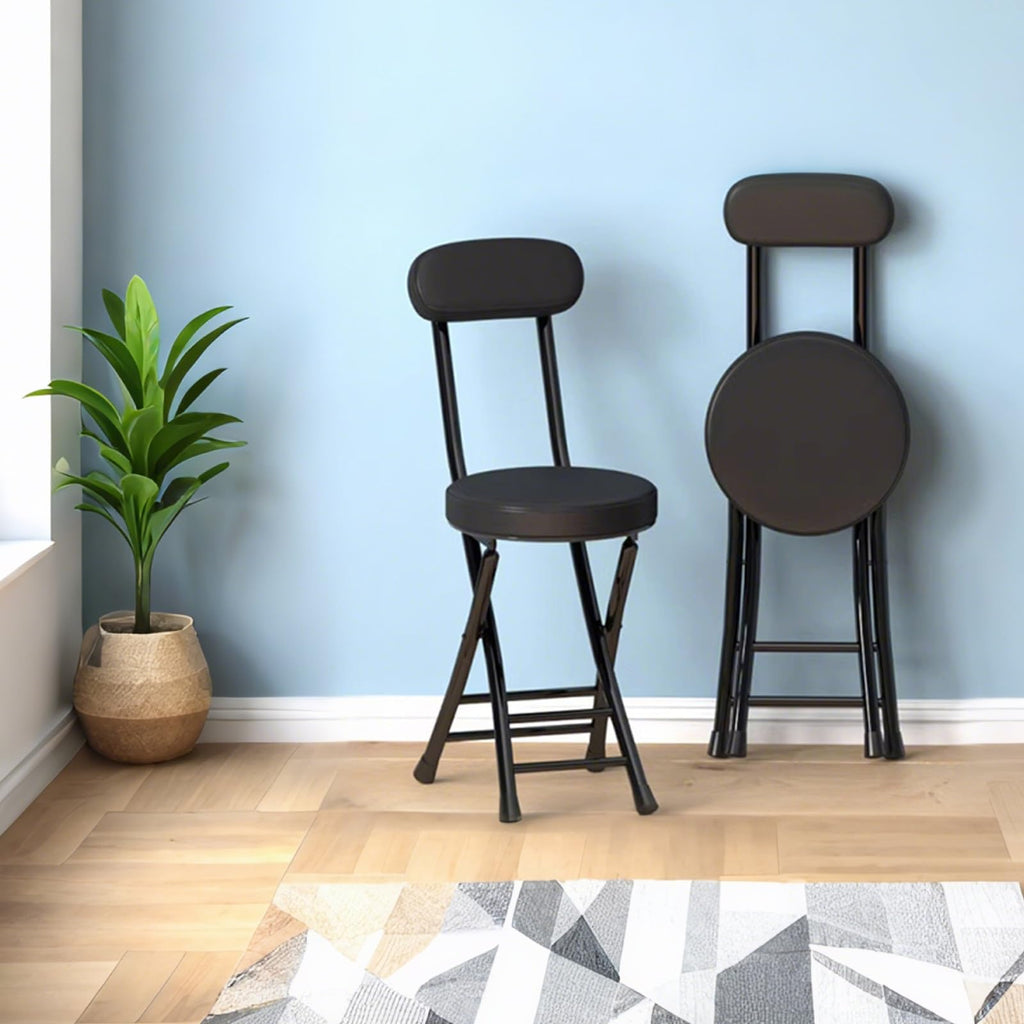 Black Folding Chairs with Cushion 2 Pack Z120
