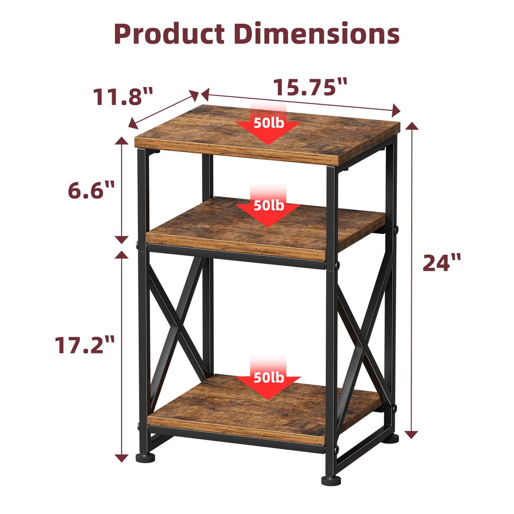 3 Tiers Open Shelves Side Table Z599909