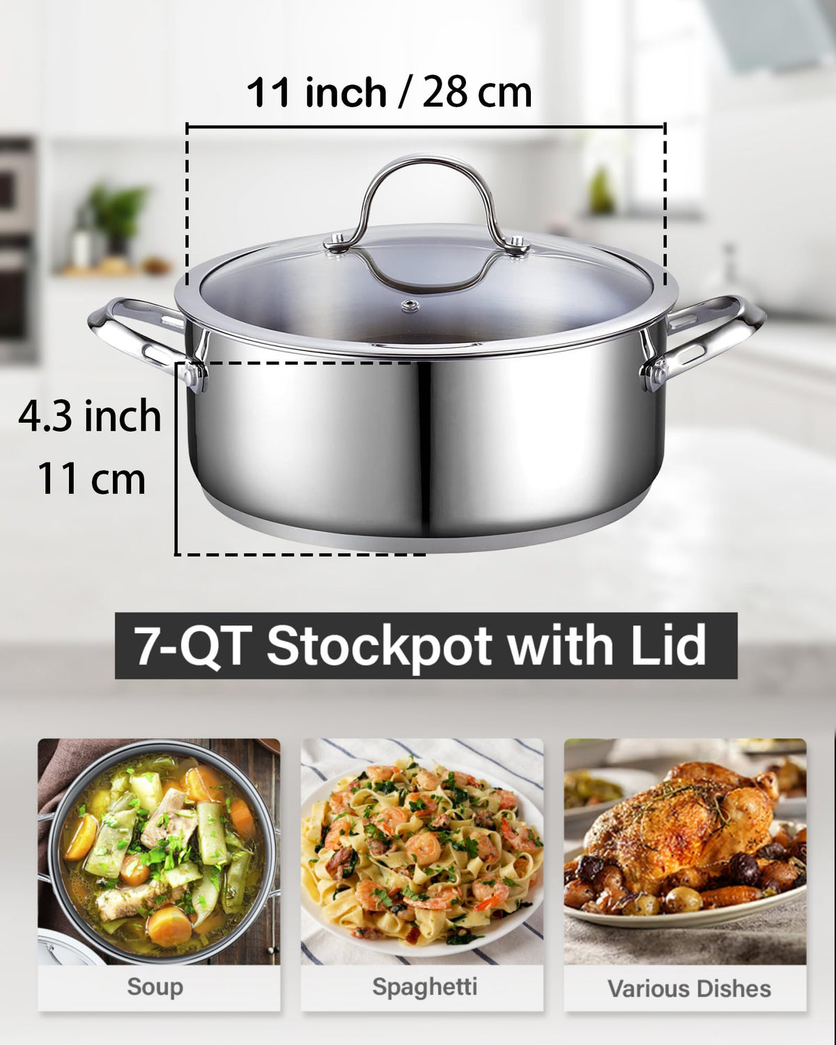 7 Quart Stainless Steel Stock Pot with Lid Q43402