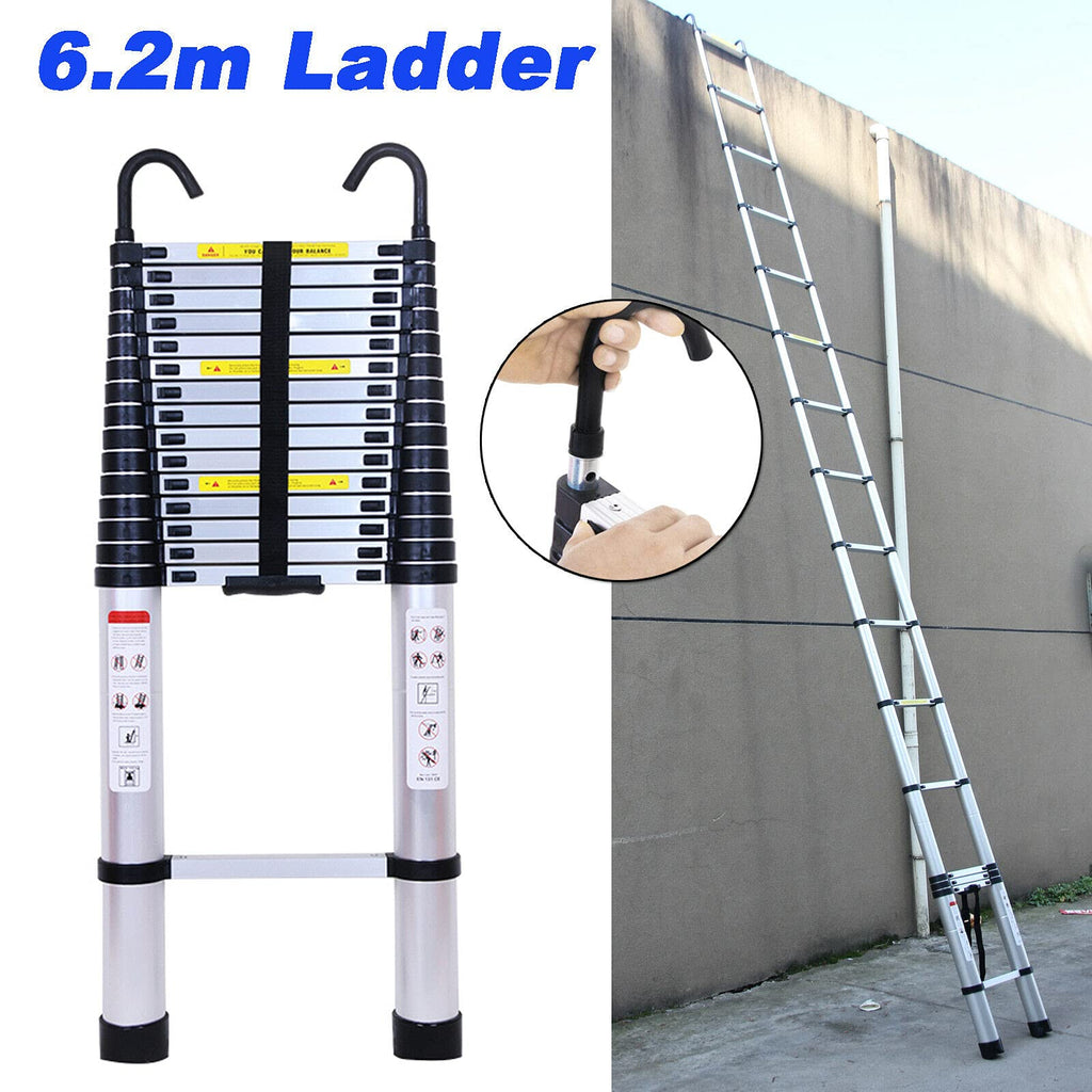 20.34 ft Aluminum Telescopic Extension Ladder 330lbs J9569
