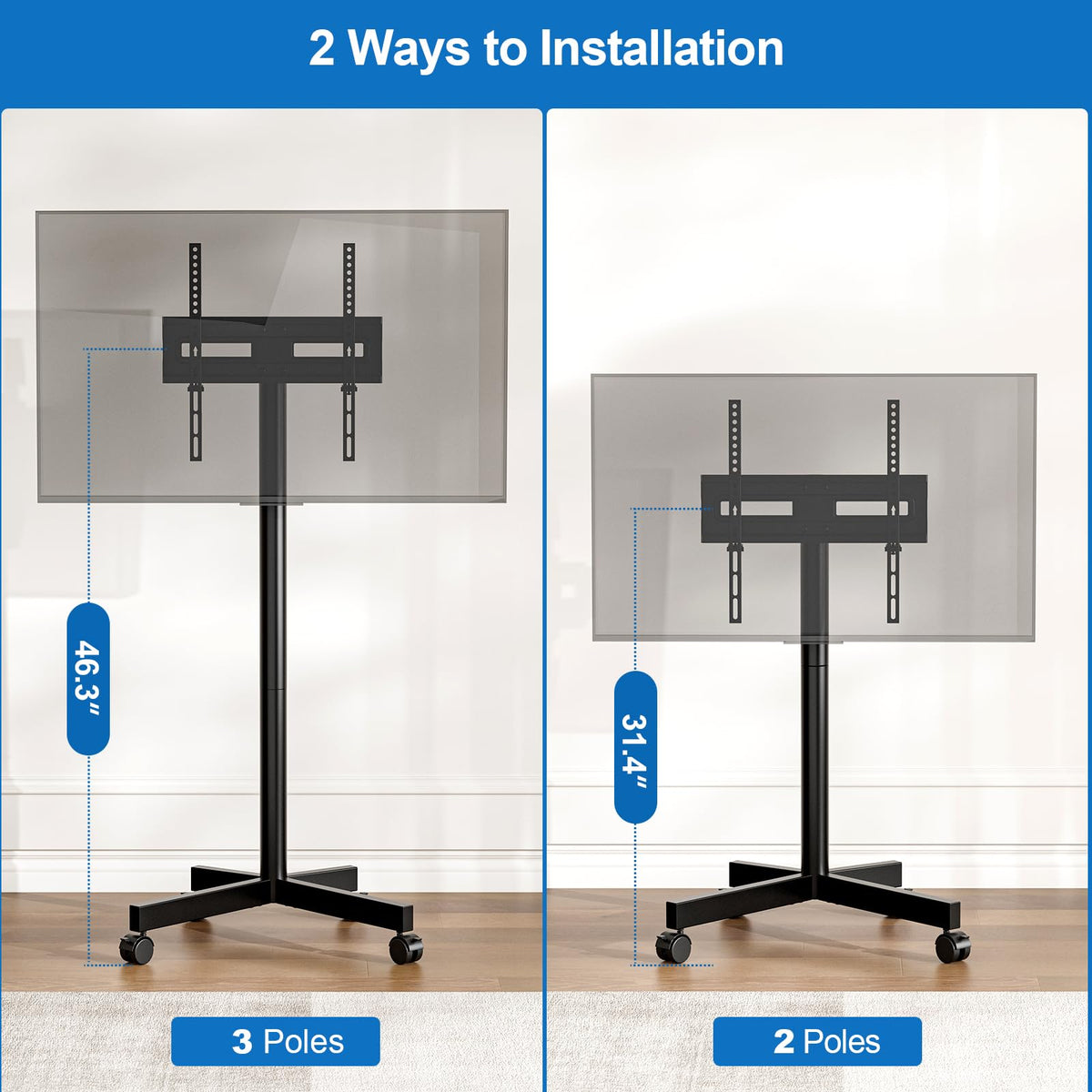 Mobile TV Cart Rolling TV Stand for 23-65 Inch TVs I180547