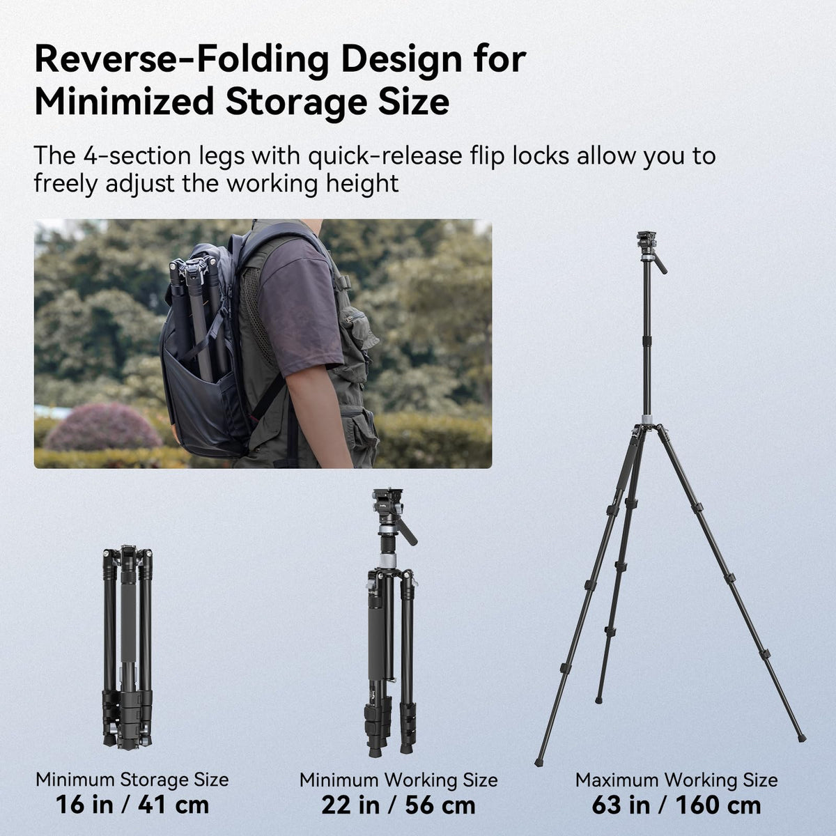 Carbon Fiber Video Travel Tripod H90536