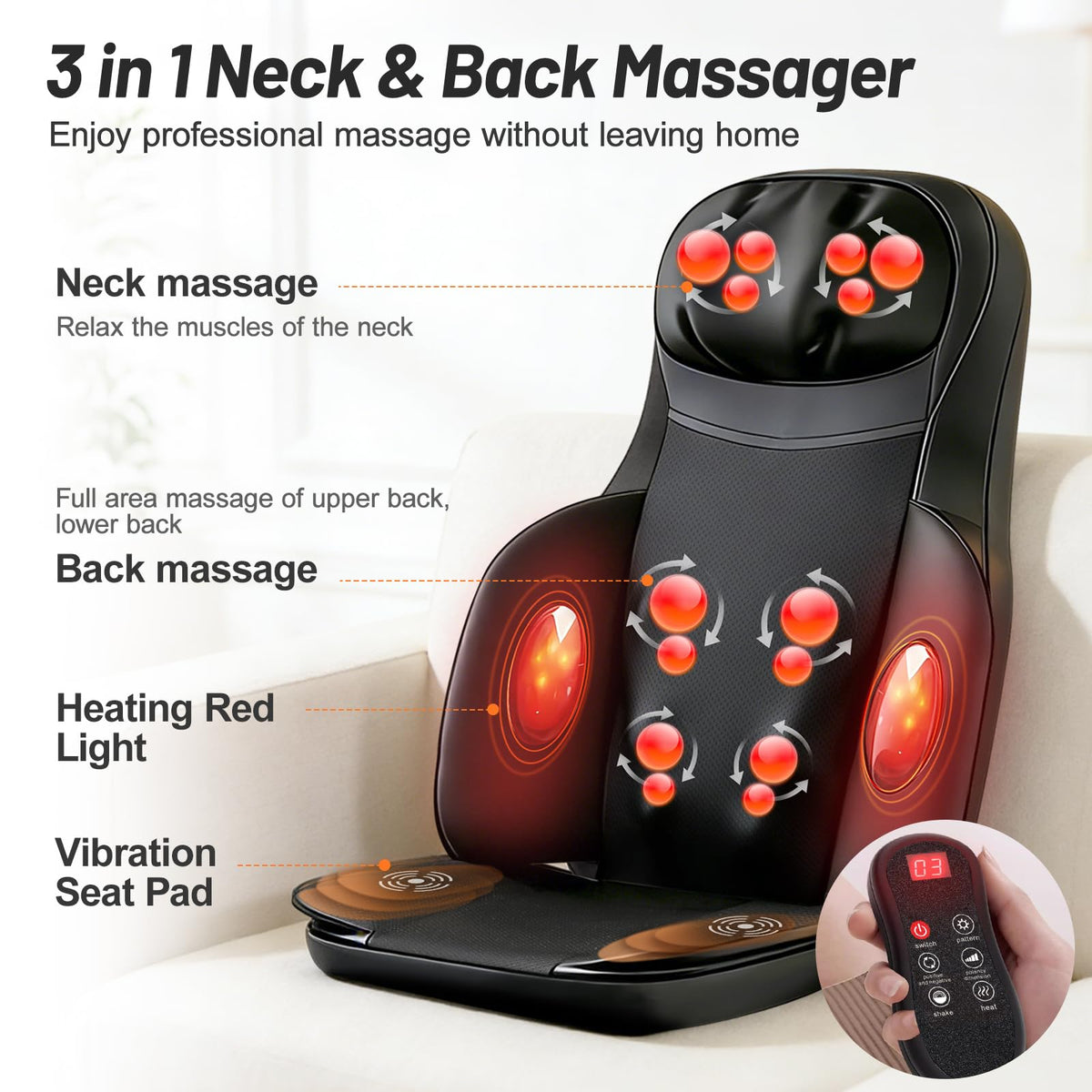 Full Body Massage Chair Pad with Neck Back Foot Shiatsu M297