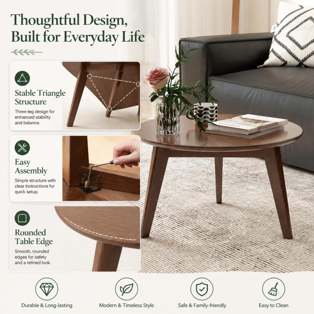 Solid Wood Round Coffee Table G215