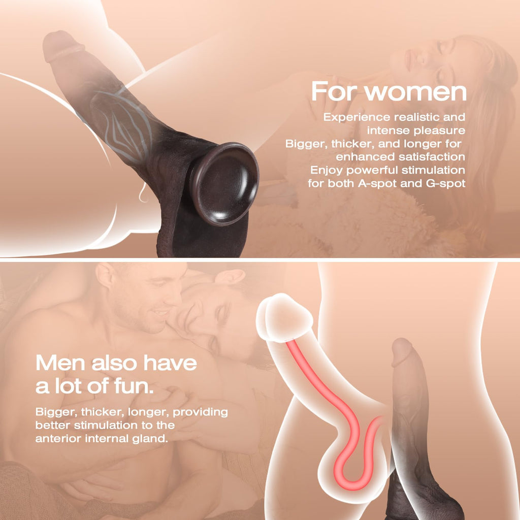 11.5 Inch Black Silicone Dildo H7408