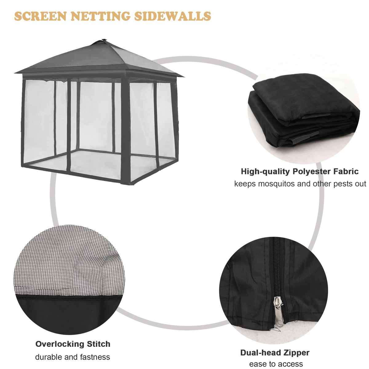 Black 10x10 FT Mosquito Netting Replacement P466