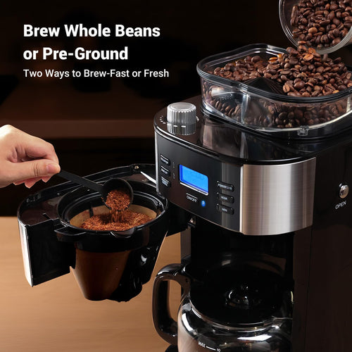 10-Cup Drip Coffee Maker with Built-In Burr Grinder O729