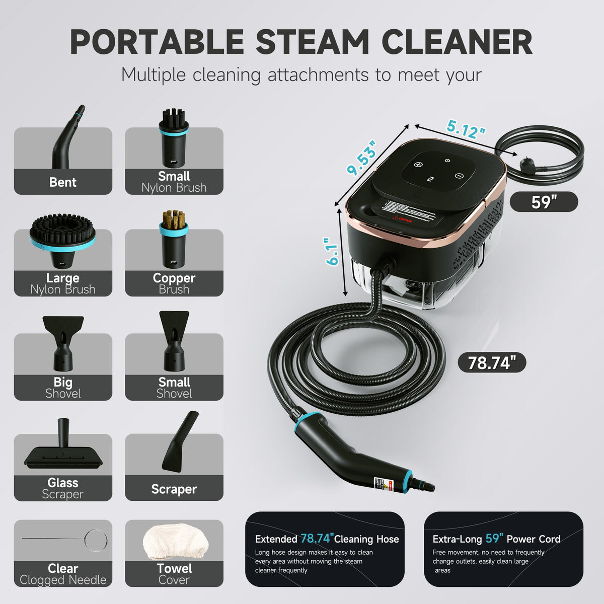 Steam Cleaner with Replacement Heads Z4357