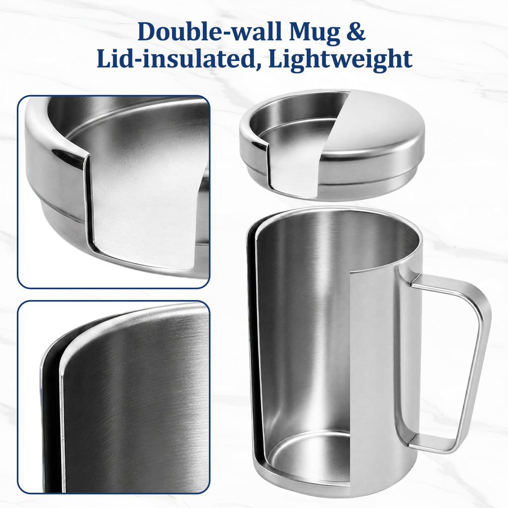 17oz Double Wall Stainless Steel Insulated Camping Mug with Lid F8245
