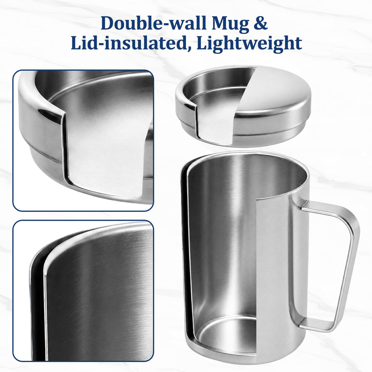 17oz Double Wall Stainless Steel Insulated Camping Mug with Lid F8245
