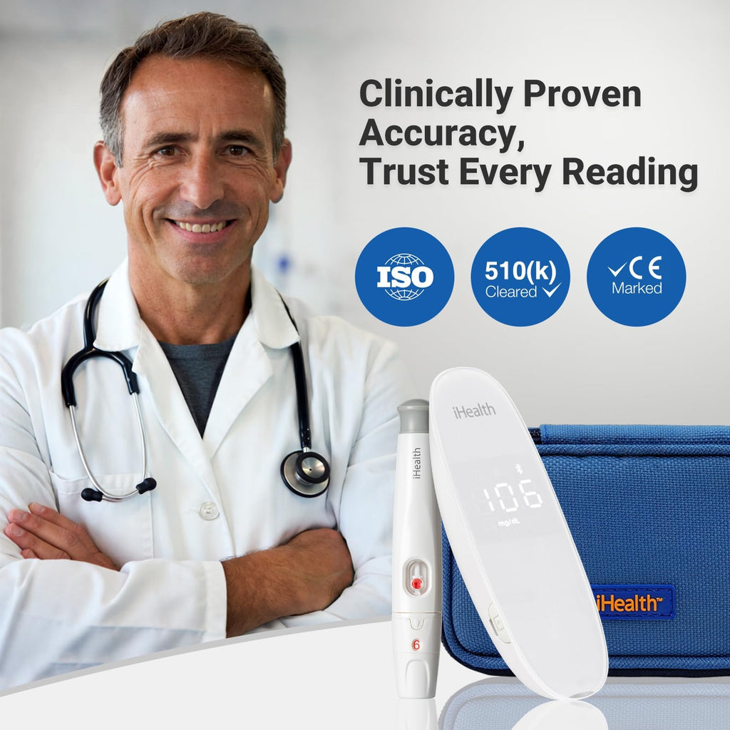 Wireless Smart Glucose Monitor Kit, 100 Strips & 100 Lancets T383